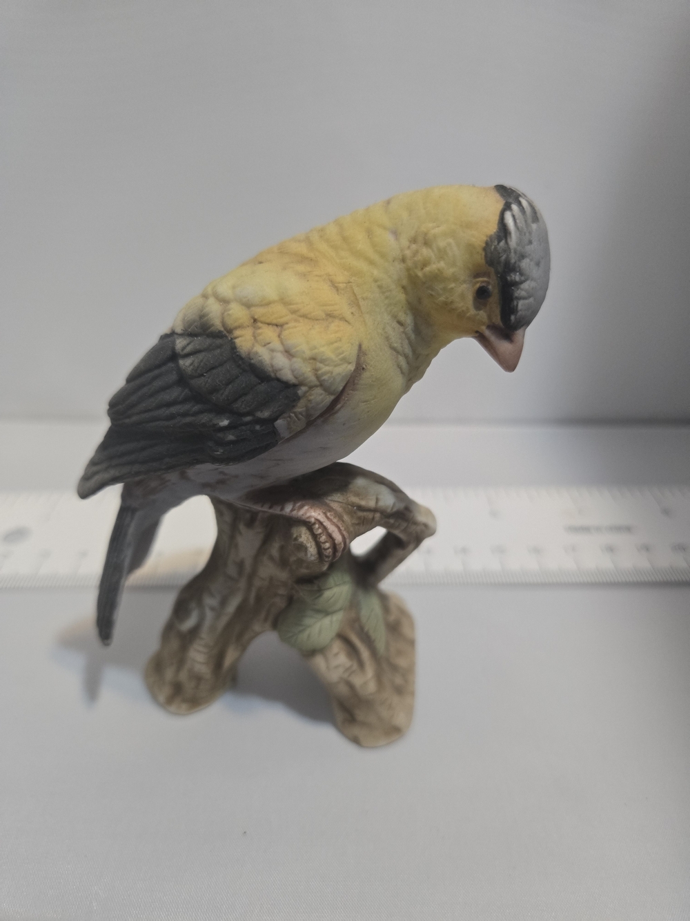 Decorative Yellow and Gray Bird Figurine for Pet Displays